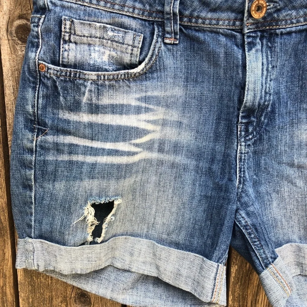 Topshop distressed denim shorts